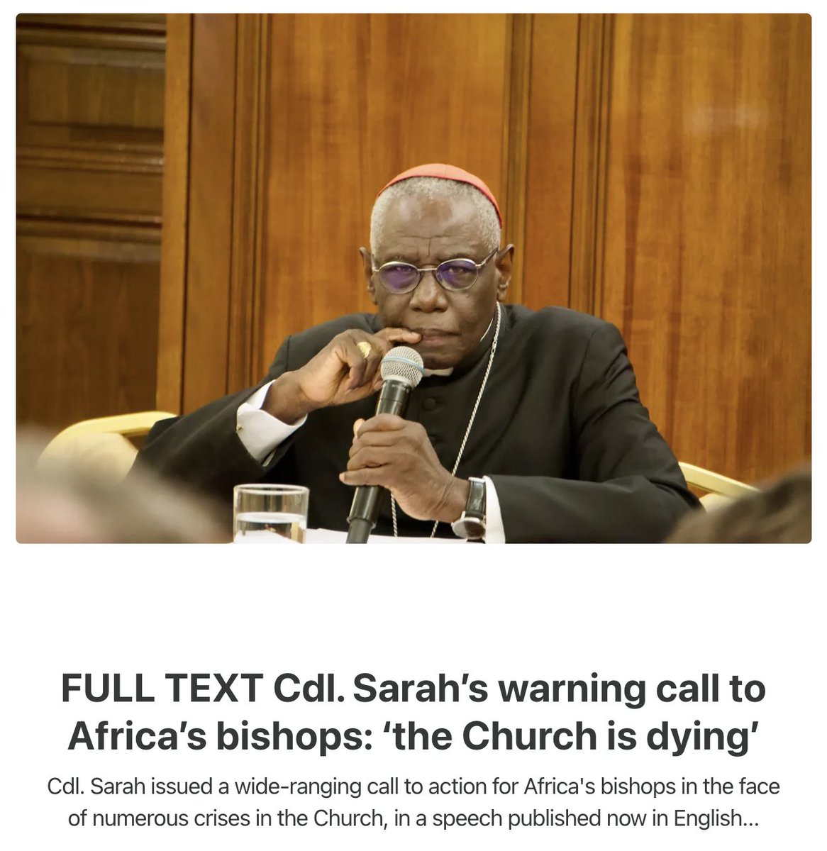 Cardinal Sarah's text can be read in English on #PerMariam, w. permission of S Magister who originally pub'd in Italian/French –– permariam.com/p/full-text-cd… “To preserve the spirit of faith is to renounce all compromise, is to refuse to see things any other way than through faith.”