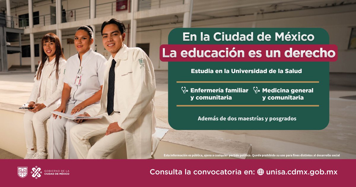 ¡INICIA EL PROCESO PARA EL INGRESO AQUÍ! La convocatoria al Ciclo Escolar 2024-2025 de la Universidad de la Salud ha sido publicada. Consultar la convocatoria: shorturl.at/RSX01 Para iniciar tu registro: unisa-aspirantes.cdmx.gob.mx ¿Necesitas ayuda? shorturl.at/eBLQ5