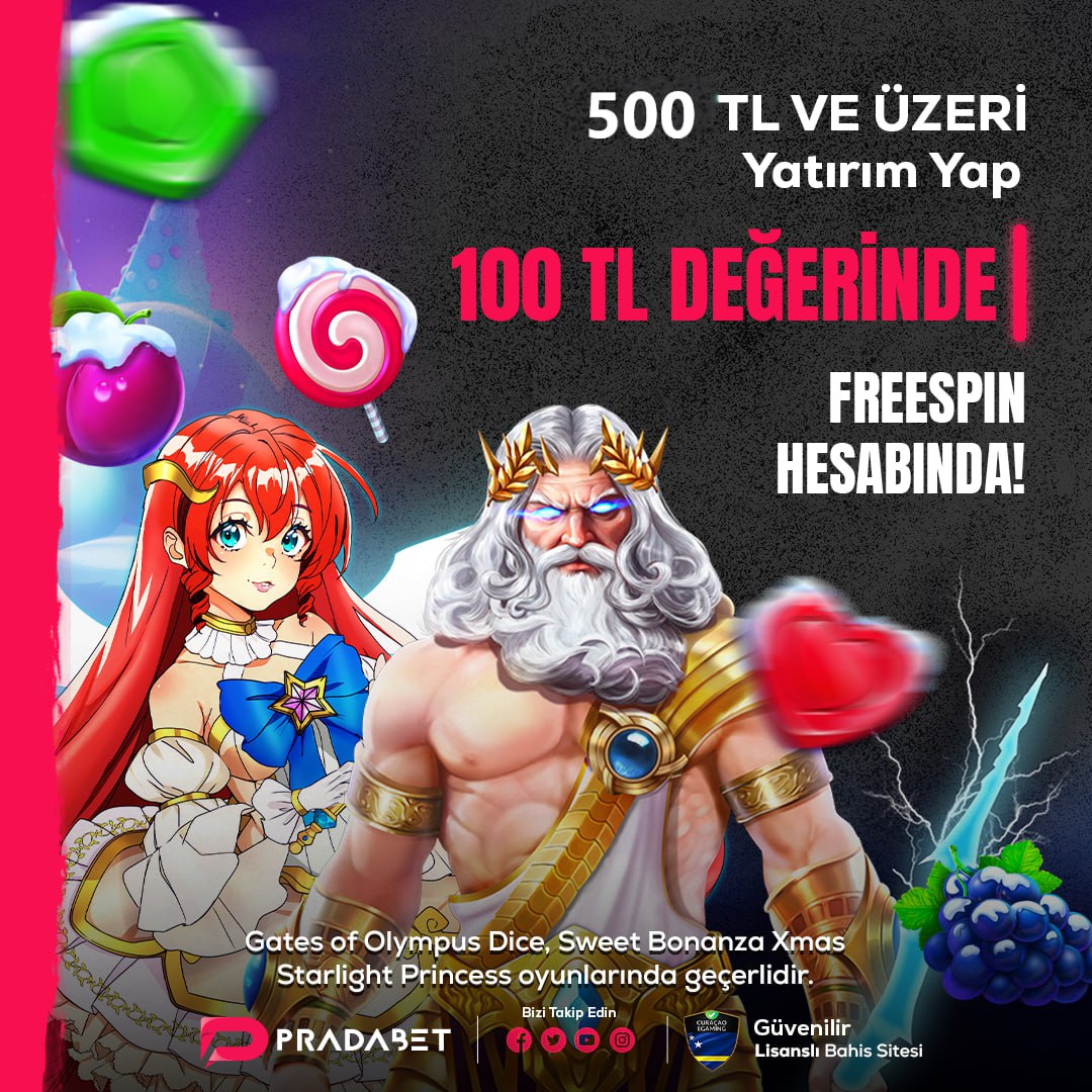 💥 Tebrikler Hediye Freespin Kazandınız! 🎁 500₺ ve üzeri yatırımınıza 100₺ değerinde freespin hediye anında hesabınızda! Hemen yatır yüksek kazançlar ile bahis keyfini en dorukta yaşa! 🌐 Pradabet Giriş cutt.ly/ow1Tmlpx