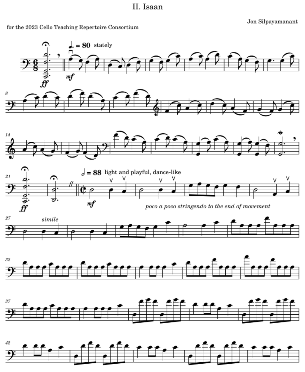 CelloConsortium's tweet photo. To purchase @Silpayamanant's beautiful Two Thai Songs for Solo Cello, a slow-fast set of two movements inspired by Thai Classical music at Suzuki Book 5-6 level commissioned in 2023 by @CelloConsortium members, please email the composer at: silpayamanant@gmail.com https://t.co/33U2bL3a6P