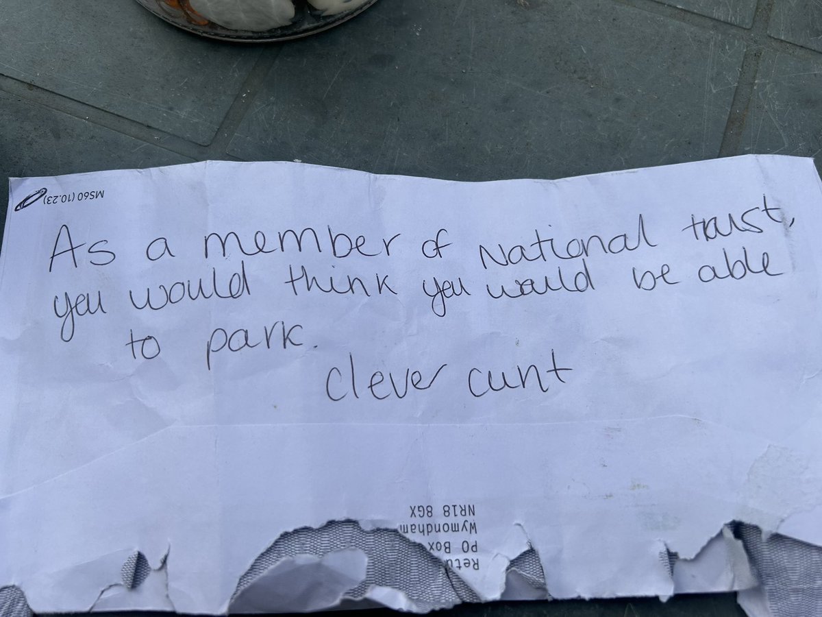 A lovely note left on motor in B&M’s car park, I’m also a member of English Heritage 😀