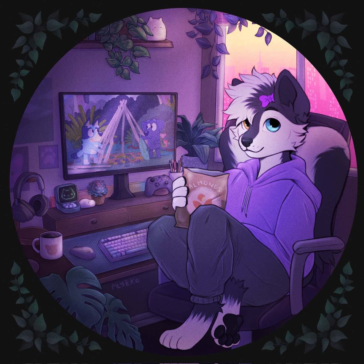 It's the Camping episode. Come sit 💜 want some almonds? 🎨: @mlyeko
