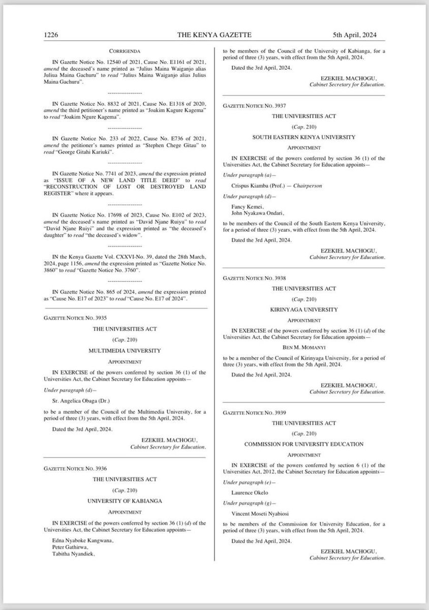 State Officers in Kenya have no shame bec there is no sanction. Education Minister Ezekiel Machogu wakes up on a Friday morning & decides to appoint Kisii only to head each Public University. President William Ruto must fire Machogu & @EACCKenya must arrest him. INSANITY!