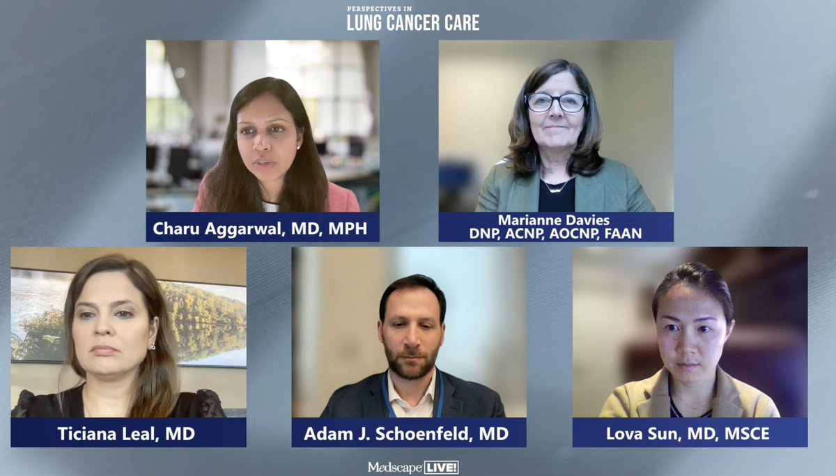 All star expert panel discussing the nuance of immunotherapy for NSCLC at #PLCClive24 with Drs. @CharuAggarwalMD, Marianne Davies, @LealTiciana @AdamJSchoenfeld @LovaSunMD @MedscapeLIVE