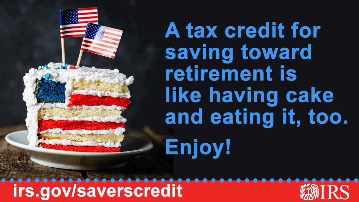 A reminder during #AmericaSavesWeek: The Saver’s Credit can help bring financial freedom and your retirement goals a little closer. See #IRS details at irs.gov/saverscredit