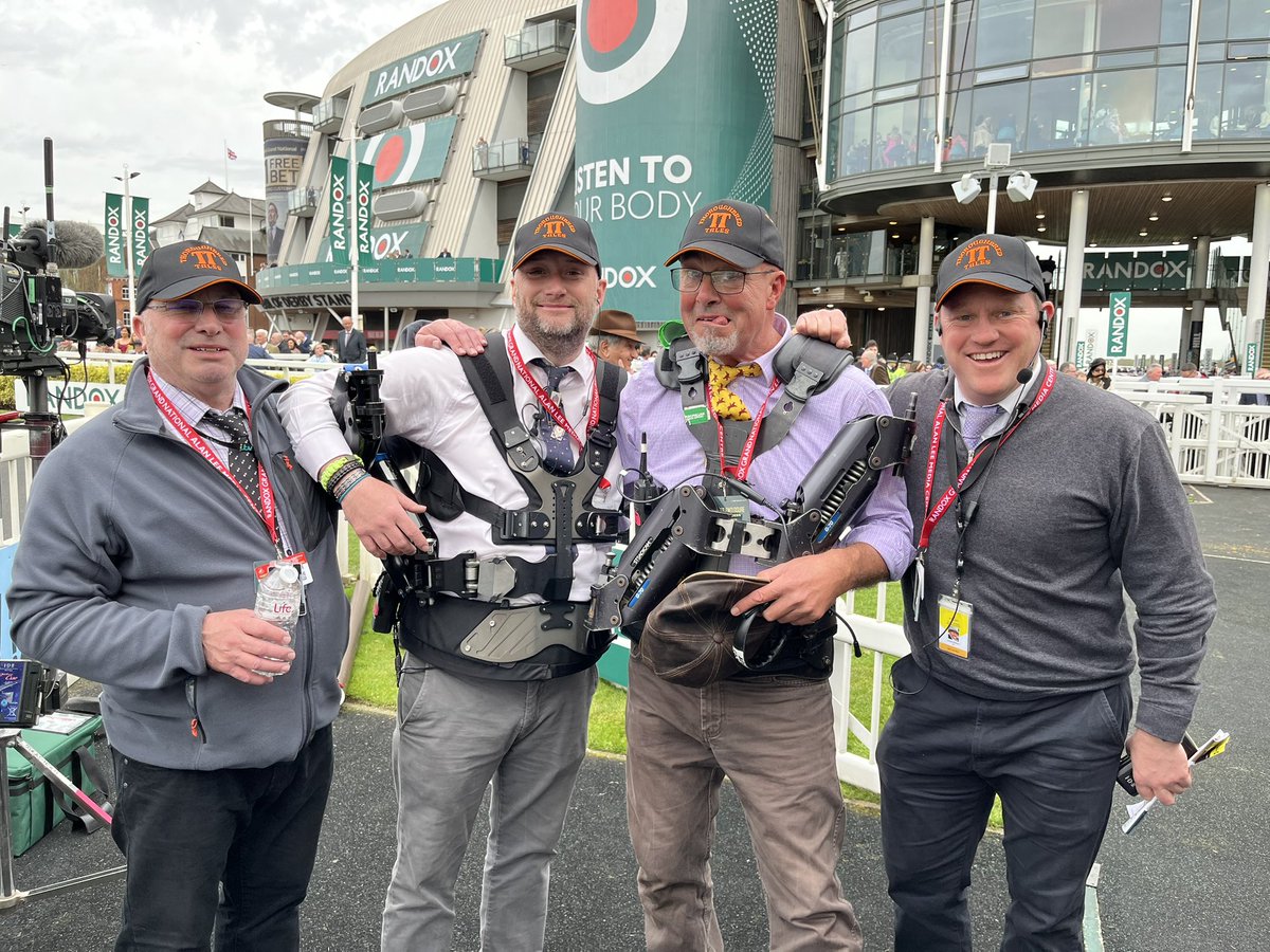 Thoroughbred Tales keeping excellent company with the @itvracing Steady Cam team @AintreeRaces today! #ThoroughbredTales