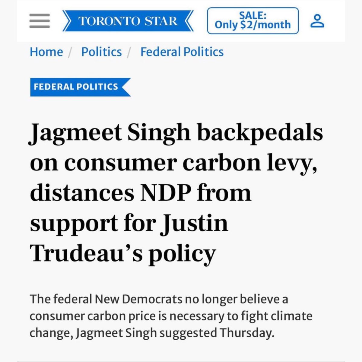 Jagmeet Singh and the NDP now want to pretend they don’t have anything to do with Justin Trudeau’s costly carbon tax.   But three weeks ago, the Trudeau-Singh coalition voted to hike the carbon tax by 23% on your gas, heat, and groceries as part of the Prime Minister’s plan to…