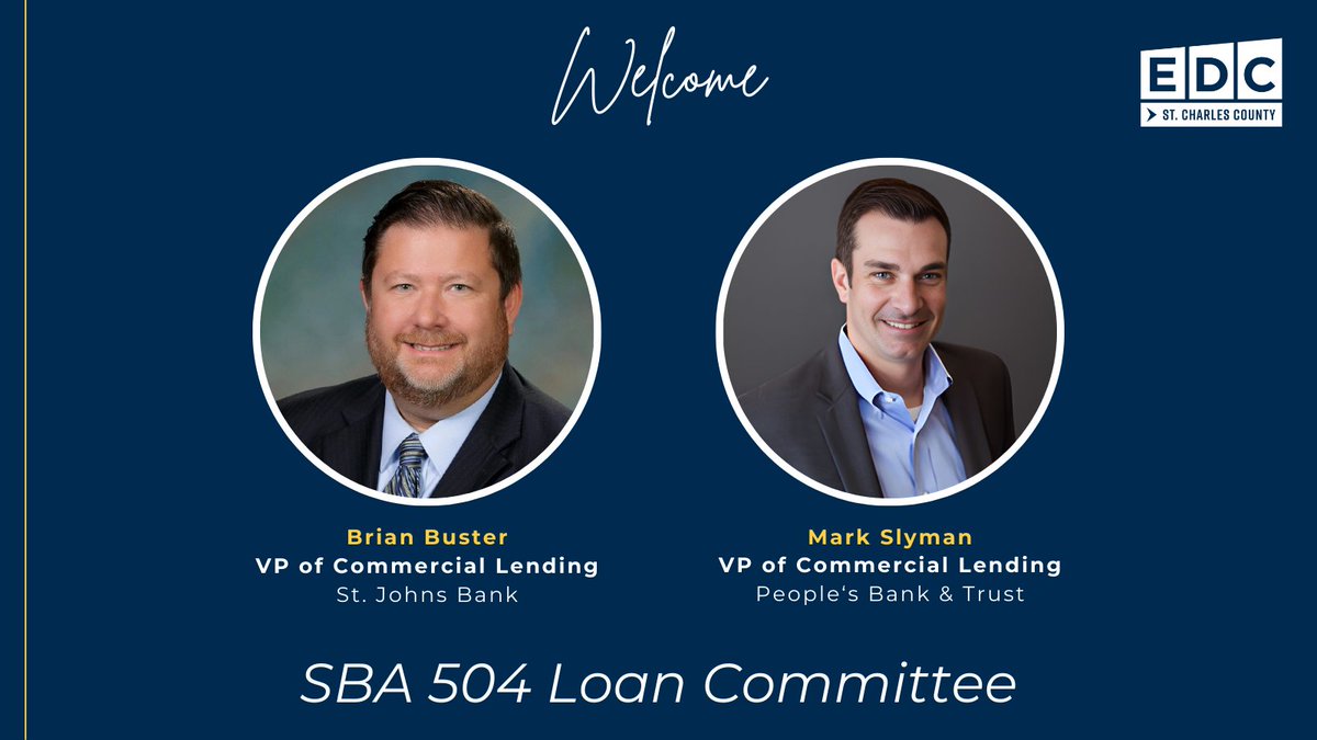 🎉Please join us in welcoming the two newest members of our Loan Committee, Brian Buster and Mark Slyman! As committee members, Brian and Mark will be instrumental in helping #smallbusiness owners access capital through the EDC's #SBA504 loan program. 👏🏼