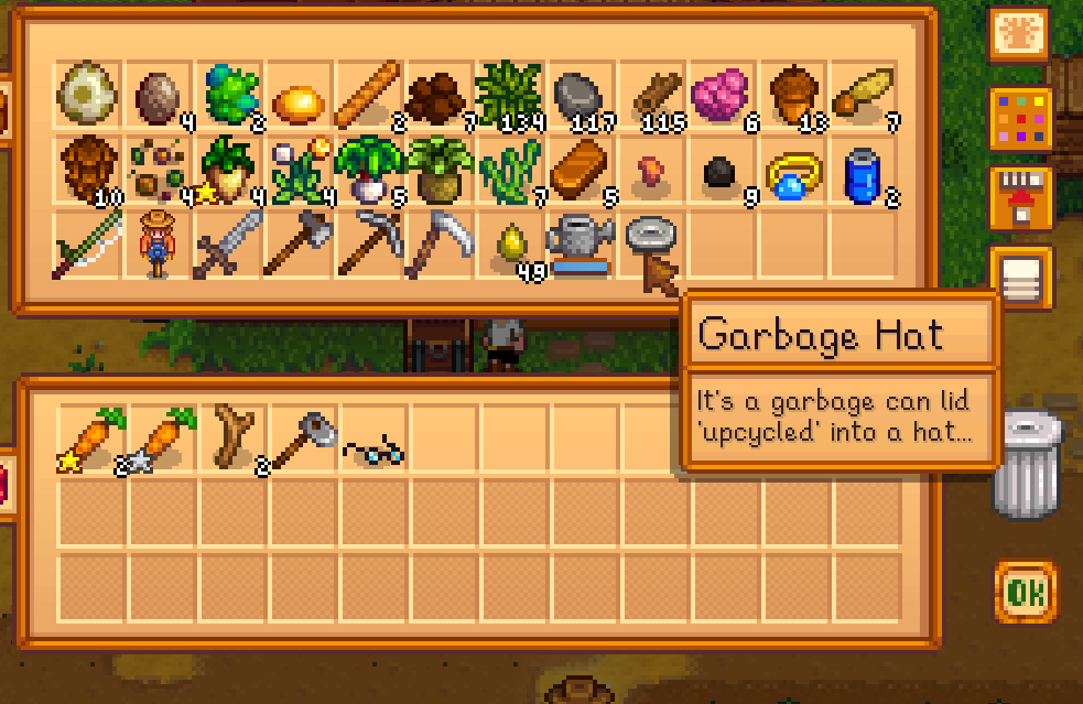 RisingAngelTTV's tweet photo. OH! I got it! I didn't even realize until I got back to the farm and was unloading my inventory. #StardewValley https://t.co/hrcWFUOg77