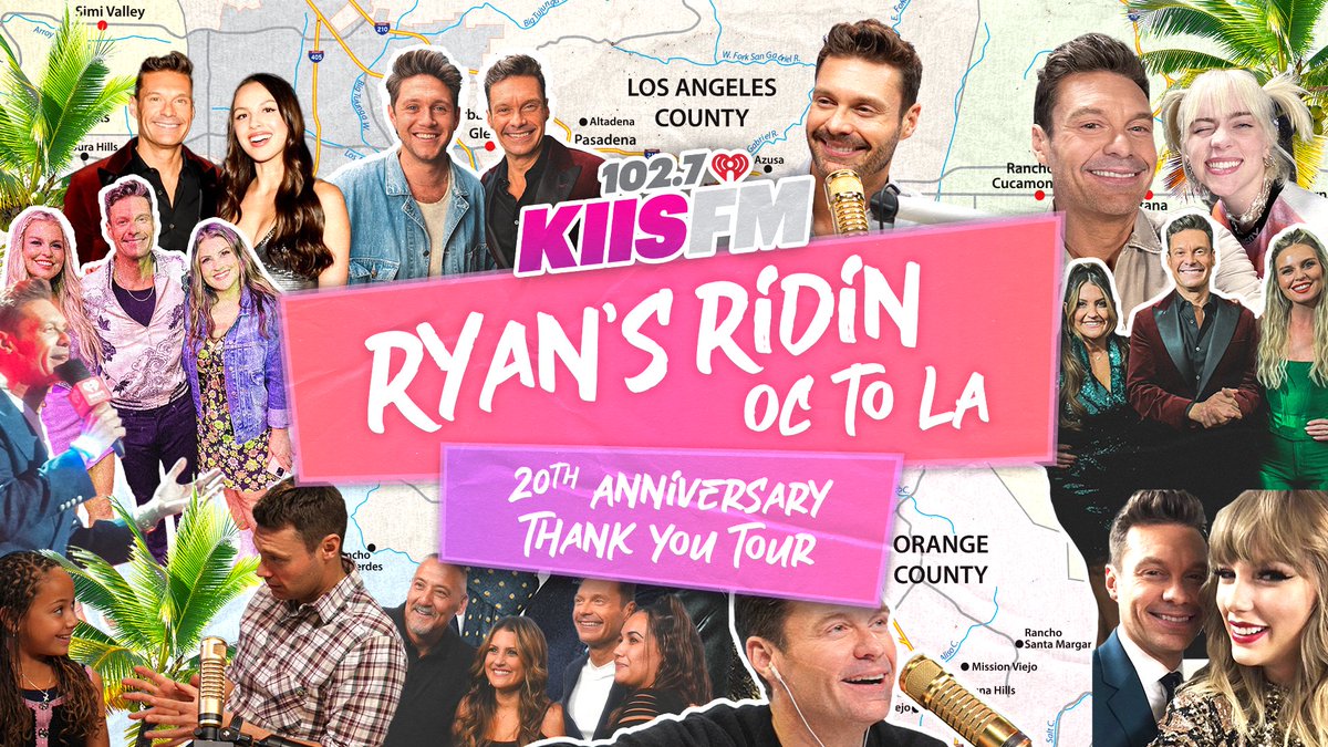 #RyanSeacrest is celebrating 20 years at 102.7 KIIS FM by going on a ‘Thank You’ Tour on Thursday, April 25th! 🥰 You’ll have the chance to win awesome prizes, PLUS you could win $1,000 to Pay Your Bills at EACH location! 💰 See the locations ihe.art/iurzUCD 🙌