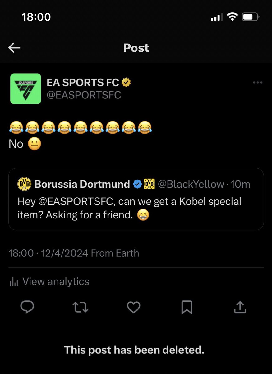 Ea sports cooked Dortmund then deleted the tweet 😭