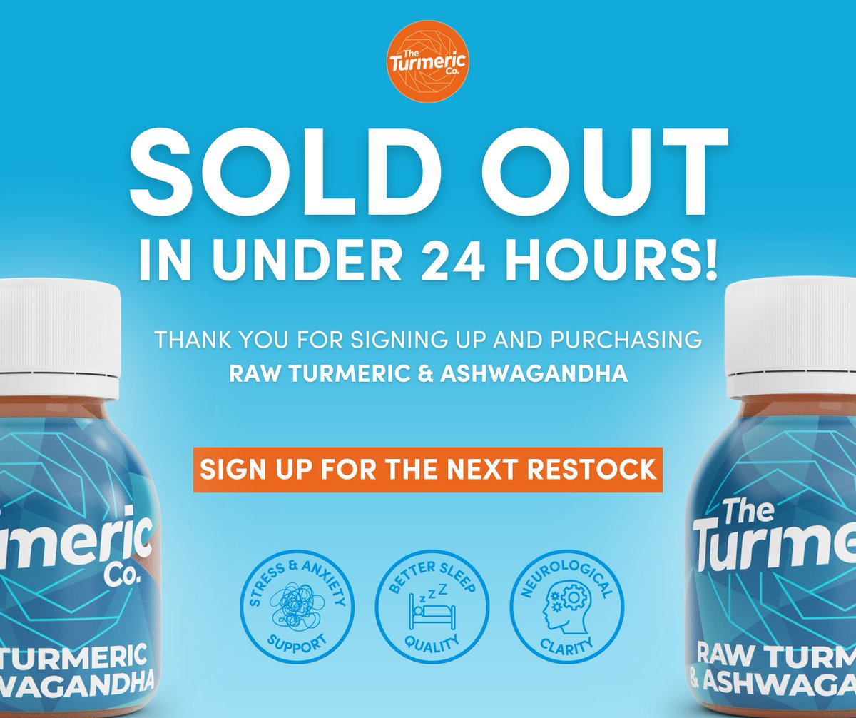 WOW! Under 24 hours in and we're SOLD OUT! 😱 Our new Raw Turmeric & Ashwagandha shots sold out faster than we could imagine. Rest assured, we're hustling to restock and get these shots back in your hands ASAP! 🧡 To purchase, please sign up here: bit.ly/49rgQyH