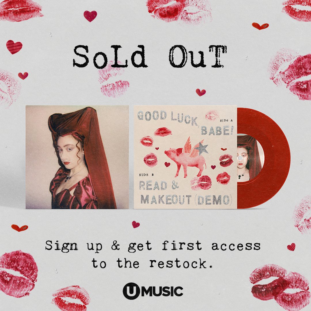 #ChappellRoan 's 'Good Luck, Babe' 7' vinyl have SOLD OUT! But don't worry, babe. We got more coming. 💋 Sign up to the UMUSIC newsletter and be the first to get your hands on the restock if you missed them the first time around. umc.lnk.tt/DROPSTP Good Luck, babe! ✌️🐽