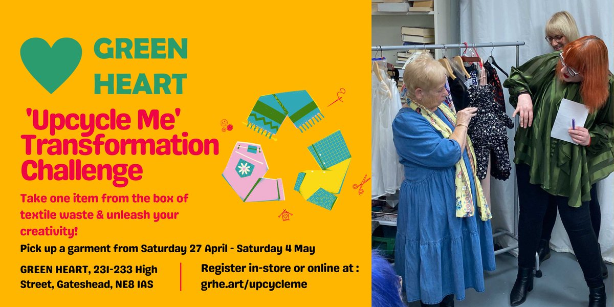 NEEDLES READY SEWERS! 🧵 You can now register online and get yourself a ticket for our BRAND NEW GREEN HEART 'Upcycle Me' Transformation Challenge. Find out more here: grhe.art/upcycleme