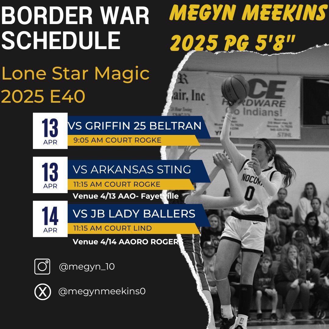 BORDER WAR SCHEDULE! 🚨‼️
<a href="/BasketballLone/">Gene Smith</a> 
<a href="/CoachLTid/">LARRY TIDWELL</a>