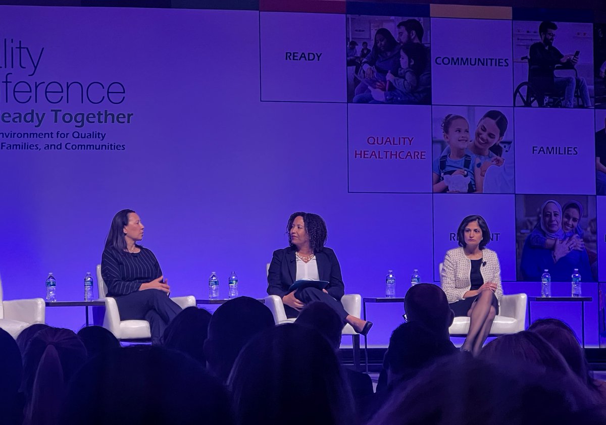 Dr. Dora Hughes, @drmeenasesh, and Dr. Elizabeth Fowler led a great conversation on quality at the @CMSGov #qualcon24 while celebrating the two-year anniversary of the National Quality Strategy. Thank you, ladies, for leading the charge on this important conversation.