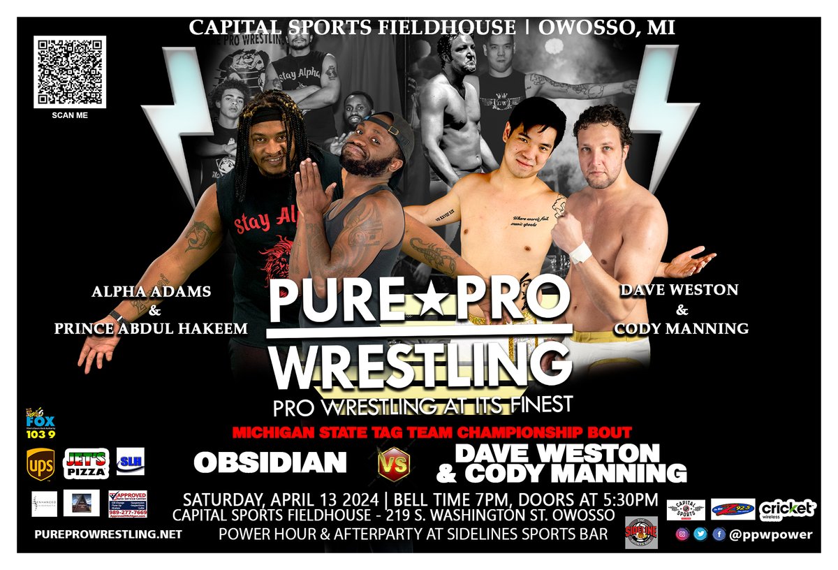 🔥 Witness an epic tag match TOMORROW at Clash at the Capital 3! Don't miss the Michigan State Tag Team Bout! 🤼‍♂️ Join us live at The Sideline Owosso & Capital Sports in #OwossoMI. Use code 'SCOUTS' or 'YMCA' for 10% off tickets!🎟️Tickets: ppwpower.ticketspice.com/clash-at-the-c…