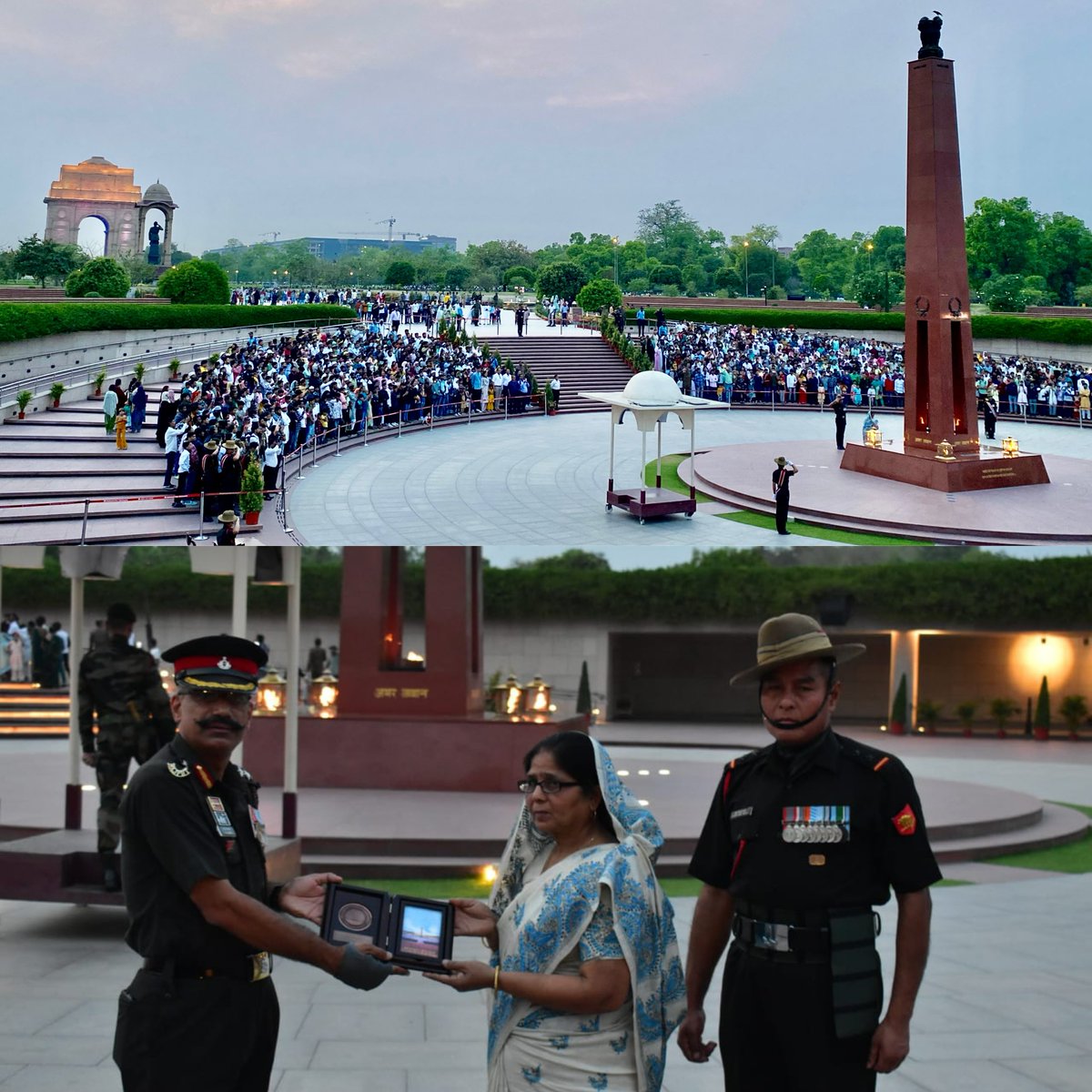 Despite losing their soldiers in the service to the #Nation, our #VeerNaris have awe-inspired the world with their stoicism. Mrs Sunaina Devi left everyone emotionally moved with her fortitude while paying homage to her soldier, Hav Kashi Nath Singh #27RAJPUT, at #AmarJawanJyoti.