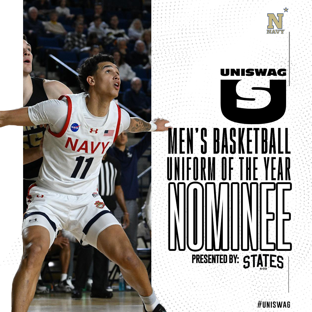 The @NavyBasketball NASA-inspired uniform is a nominee for Uniform of the Year through #UniSwag. Vote now through Sunday at noon ET at this link: tinyurl.com/46tweys2