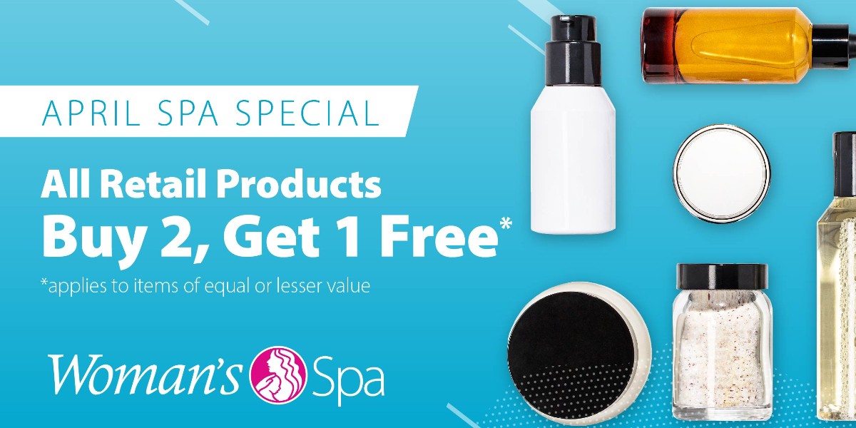 Are you ready to indulge in some self-care? Throughout April all Woman's Spa retail products will be buy 2 get 1 free because you deserve a little extra pampering. Treat yourself today!
#AprilSpecial #TreatYourself #SelfCare #SpaDay