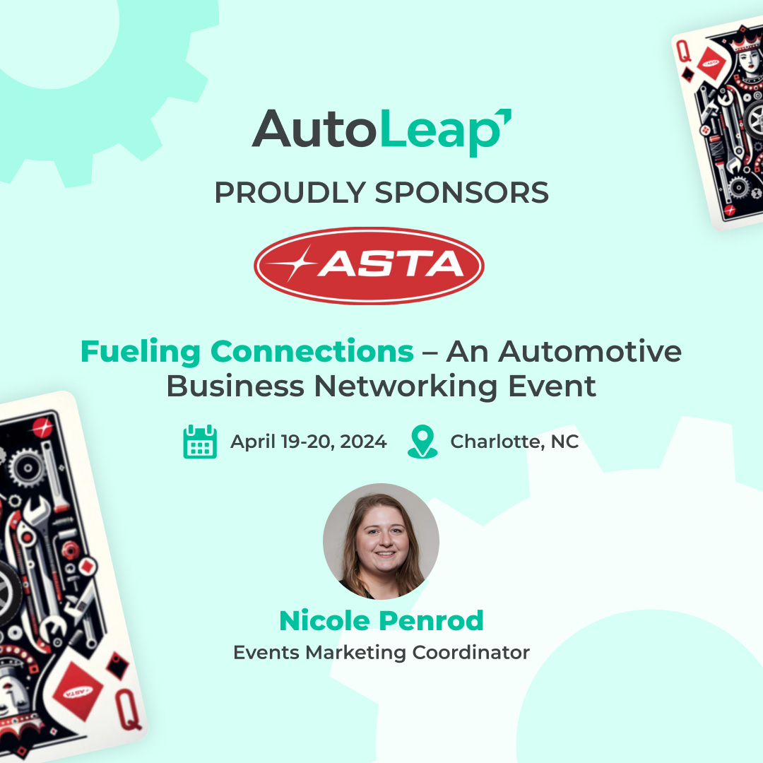 We're all geared up for ASTA's Fueling Connections. Catch up with Nicole from AutoLeap on a day filled with insightful sessions and networking opportunities!

#asta #fuelingconnections #autoleap #shopmanagement #autorepair