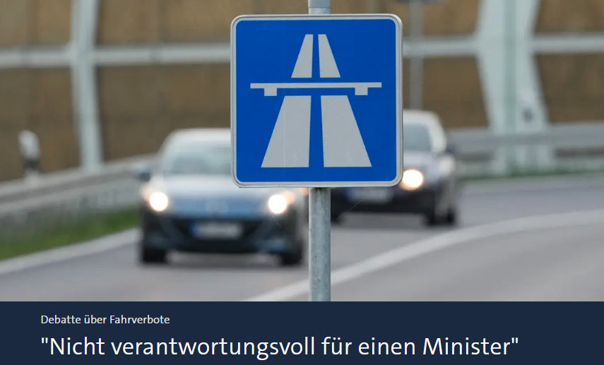 @Wissing's Verkehrspolitik - ein Drama in zwei Akten:

Akt 1⃣: Autobahn-Ausbau priorisieren; PKW & LKW Verbrenner-Aus blockieren; kein Tempolimit, obwohl breite Mehrheit der Bevölkerung dafür

Akt 2⃣: 'Fahrverbote wegen Klimaschutz = einzige Möglichkeit' ??