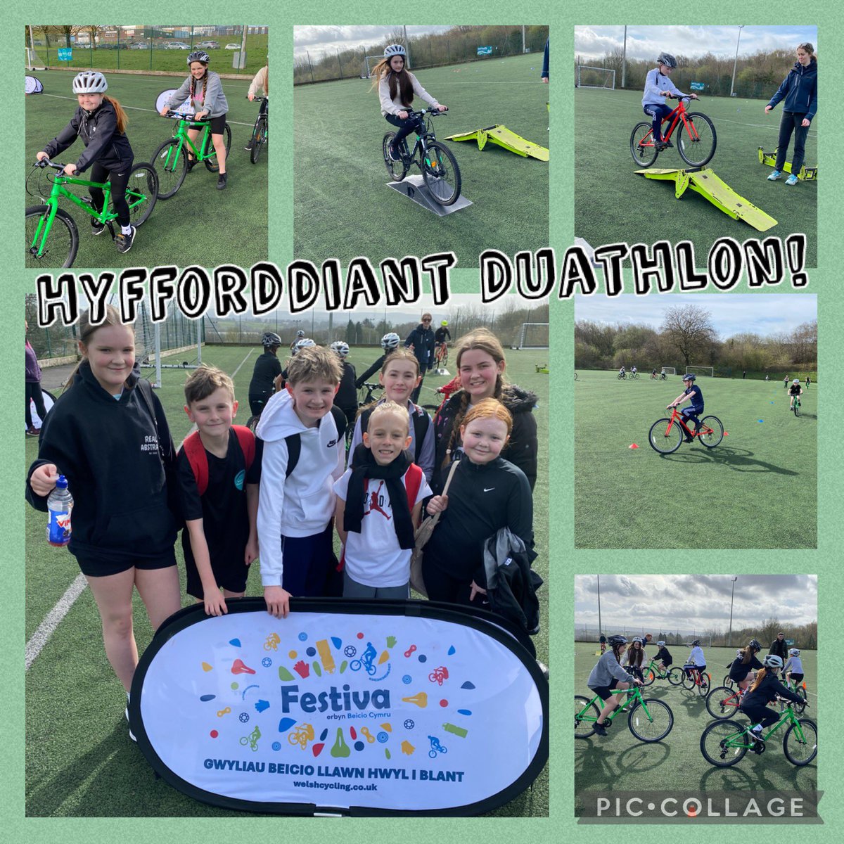 Llongyfarchiadau i’r criw yma am wneud yn wych yn yr hyfforddiant Duathlon bore ‘ma! Beicio a rhedeg ffantastig 🏃🏻‍♂️🚴‍♀️

Congratulations to this group of children for doing so well in the Duathlon training this morning!🏃🏻‍♂️🚴‍♀️

<a href="/yggf123/">Ysgol Gymraeg Gilfach Fargod 🏴󠁧󠁢󠁷󠁬󠁳󠁿</a> <a href="/MrJamieHallett/">Mr Hallett</a> <a href="/MrsJamesyggf/">Mrs James</a>