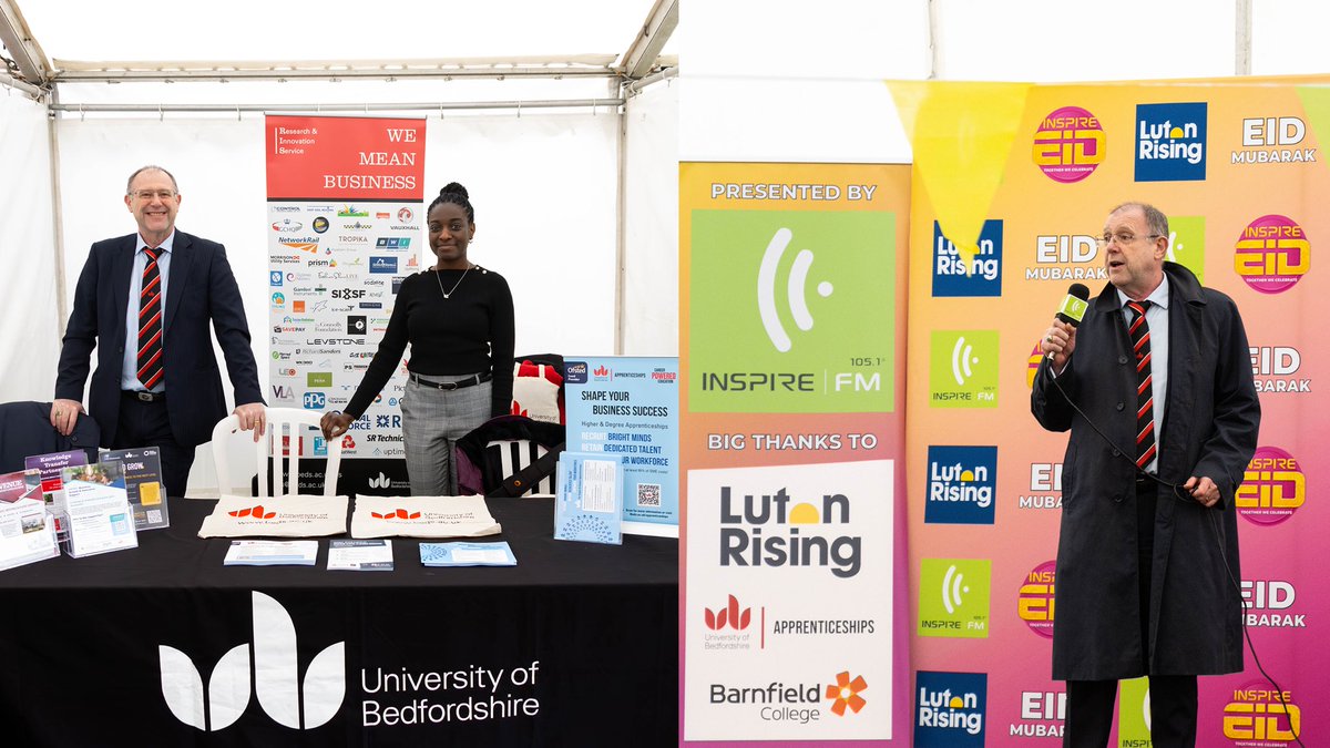 We’ve been delighted to support @InspireFMLuton’s Eid Festival which had a wonderful atmosphere over the last two days!☪️✨ Our @UOB_RIS team were also on hand to chat to the local community about the support we offer to small businesses & apprenticeship opportunities at Beds!💬