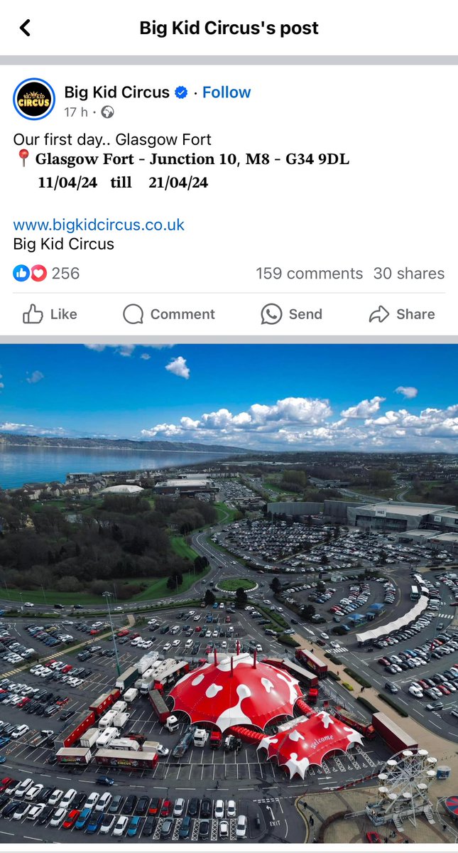 There’s a circus at Glasgow Fort and in their promotional photos they have photoshopped a big loch & mountains into the background where Easterhouse is 😭😭😭