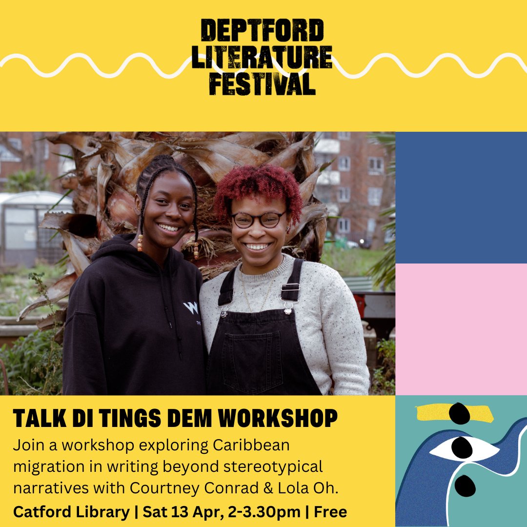 Creative writers of Lewisham, join us at Catford Library tomorrow (Sat 13th) for... 10am: Lewisham Writes with Carinya Sharples 2pm: Talk Di Tings Dem Workshop with Courtney Conrad & Lola Oh Find out more through the link. Booking essential. eventbrite.com/cc/after-the-f… @STWevents