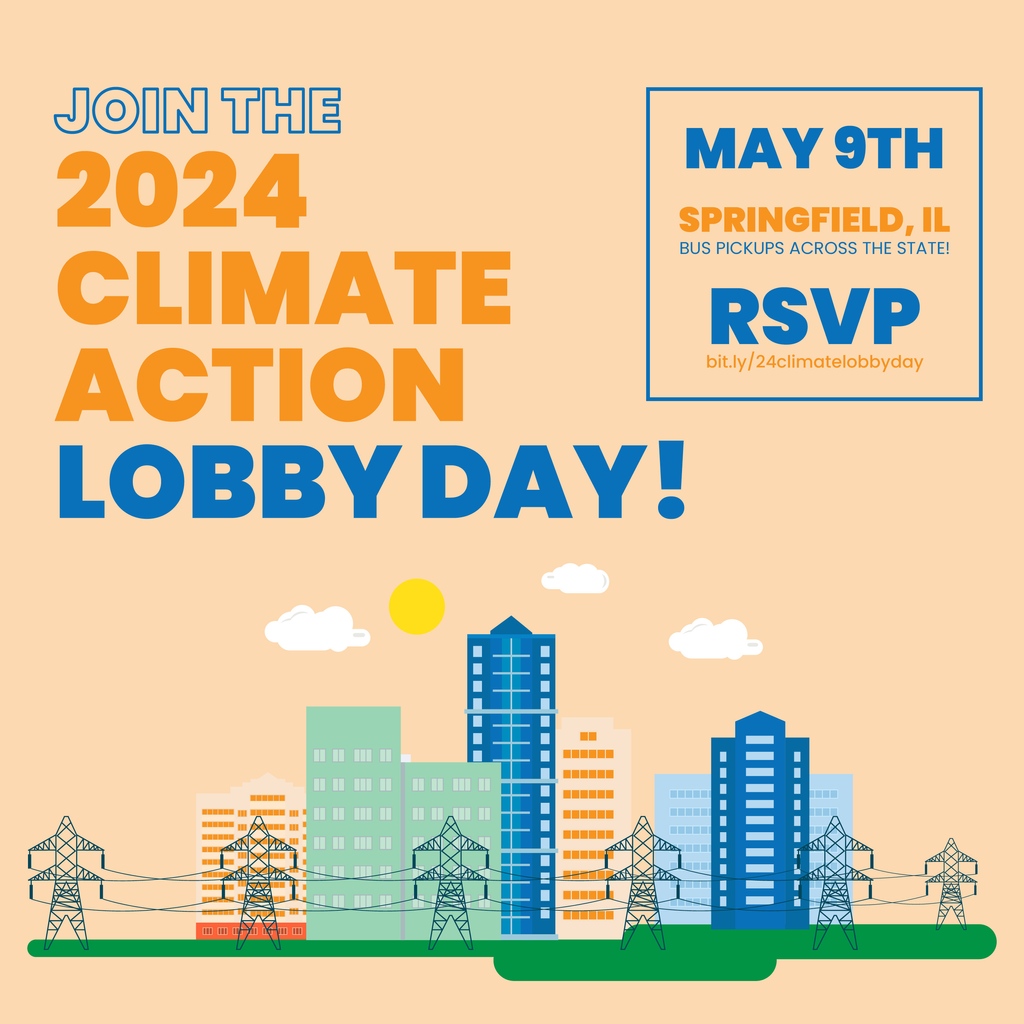 Mark your calendars: Join us at the state capitol on May 9 to urge lawmakers to support the @ILCleanJobs Platform! This suite of bills will lower greenhouse gas emissions🌎, create green jobs👷‍♀️, & make our communities healthier & safer💚. RSVP ➡️ bit.ly/24climatelobby…