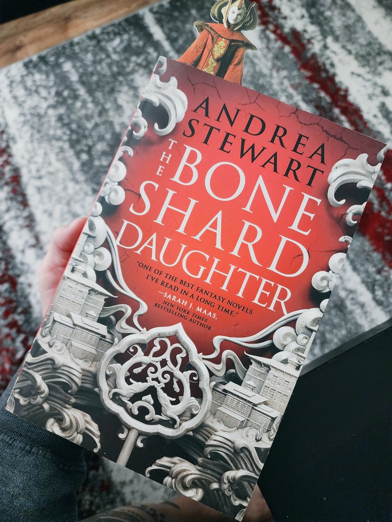 I'm reading The Bone Shard Daughter by @AndreaGStewart It's been on my TBR shelf for far too long.