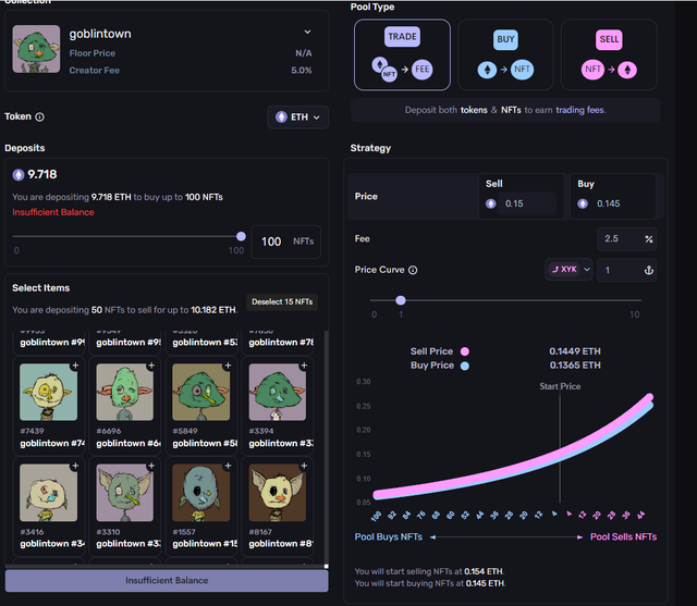 Illuminati DAO VOTE: Make Gobs & Mids liquid again💚- if you hold a @Illuminatiassn DAO NFT get voting(!) 👀 TDLR - Dynamic pool in SudoSwap for Gobs @goblintown & Mids @secretsociety for 0.005 trade spread Slow curved sell order-book drop-off📈, exponential price curve up