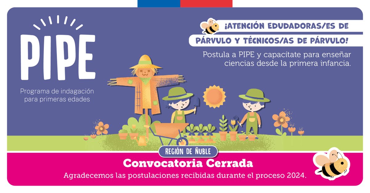 ¡Atención postulantes a #PIPE2024! 📢 La convocatoria ha llegado a su fin y queremos agradecer el enorme interés mostrado por los establecimientos de las 21 comunas que conforman Ñuble. 🙌 Estén atentas y atentos, del 15 al 17 de abril anunciaremos los equipos seleccionados.