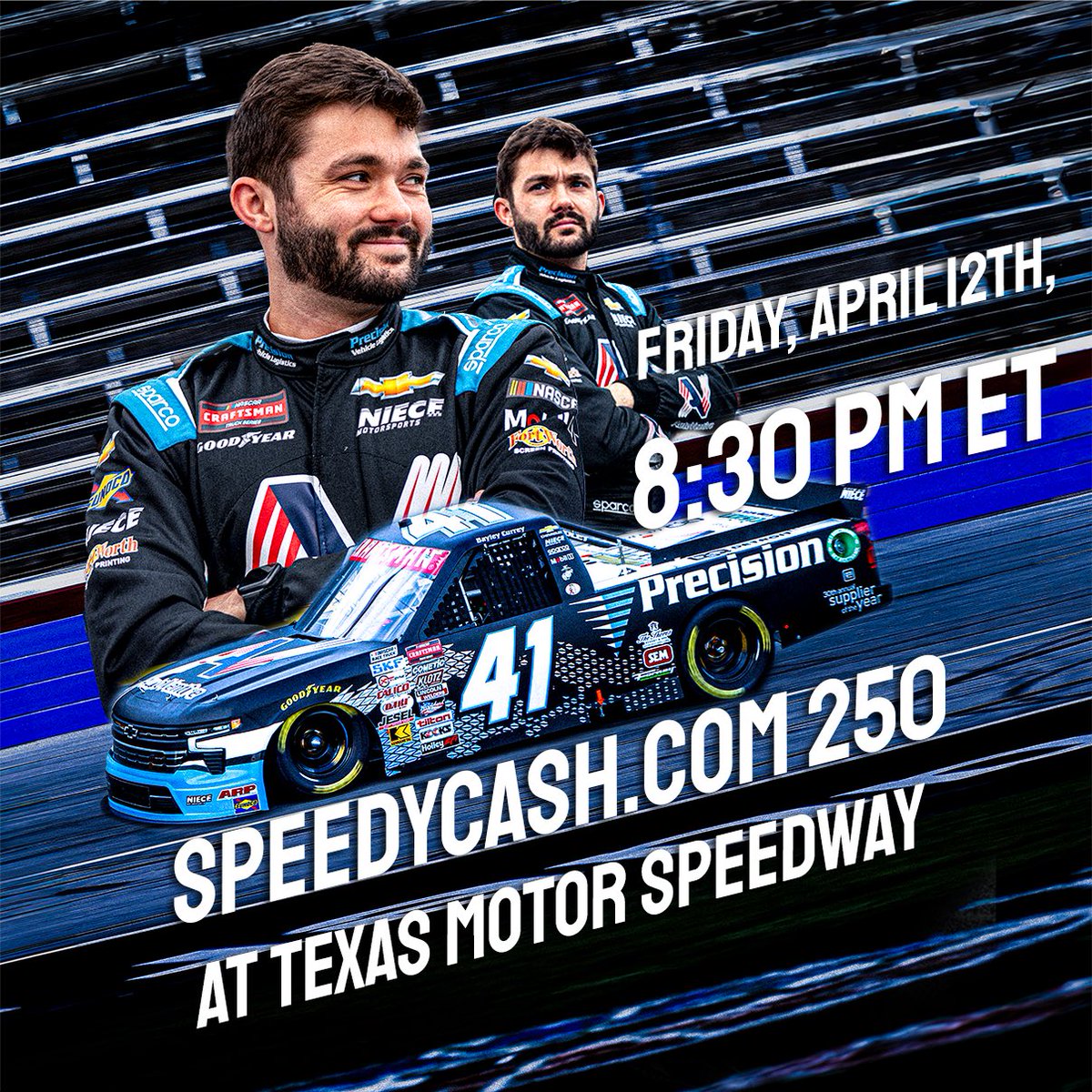 Race Day at @TXMotorSpeedway! we’ve been really fast at intermediates this year, so we are looking forward to putting a solid result on the board. @NieceMotorsport | @TeamChevy #NCTS #SpeedyCash250 #PressTheAttack