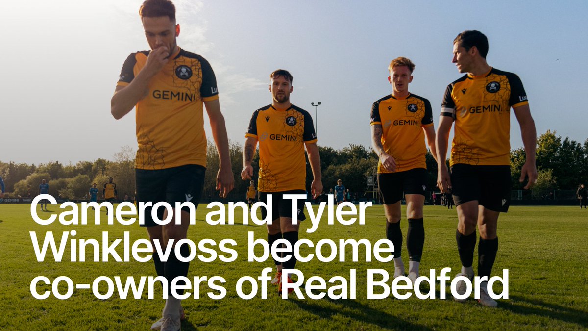 .@Cameron and @Tyler Winklevoss invest in Real Bedford becoming co-owners with @PeterMcCormack Their $4.5M in #Bitcoin into Real Bedford FC is the largest investment ever made into a football club in the UK outside of professional leagues We are