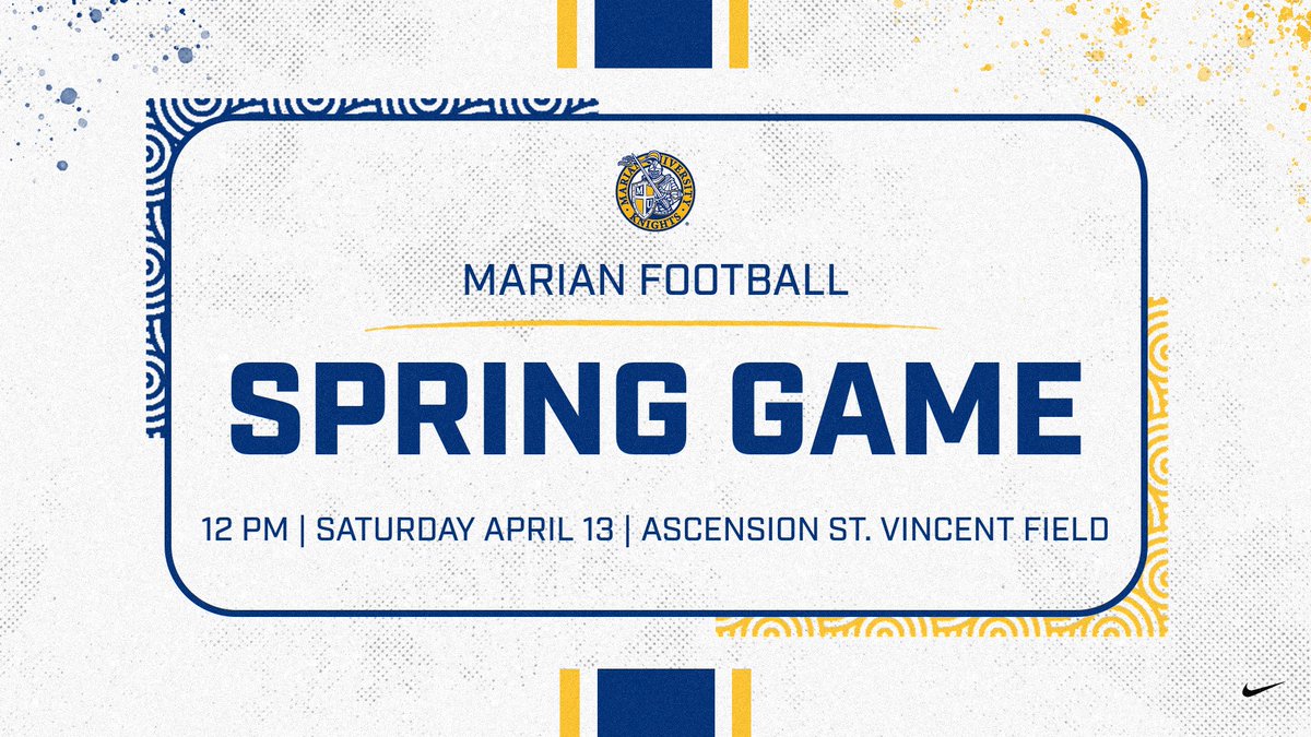 @MarianUFootball is back in action tomorrow 🏈 11 AM - Parents Tailgate in the Blue Lot 12 PM - Spring Game (free admission) 2 PM - Postgame Barbeque at the Amphitheater