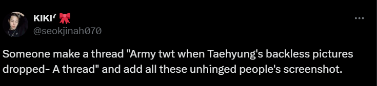Armytwt when Taehyung's shirtless pictures dropped-- A thread;