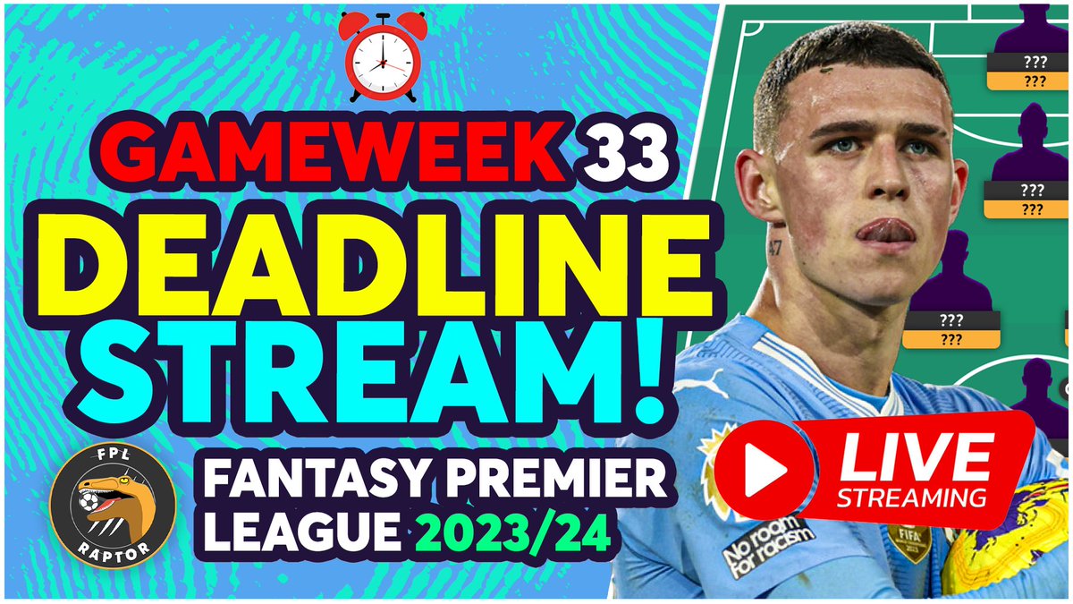 Deadline Stream ⏰ #FPL I will be going live at 9am UK time tomorrow (exactly 2 hours before the deadline), to answer all of your final GW33 questions and make my 2 free transfers too. Watch here 👉🏼 youtube.com/live/0N7T4DAhL…