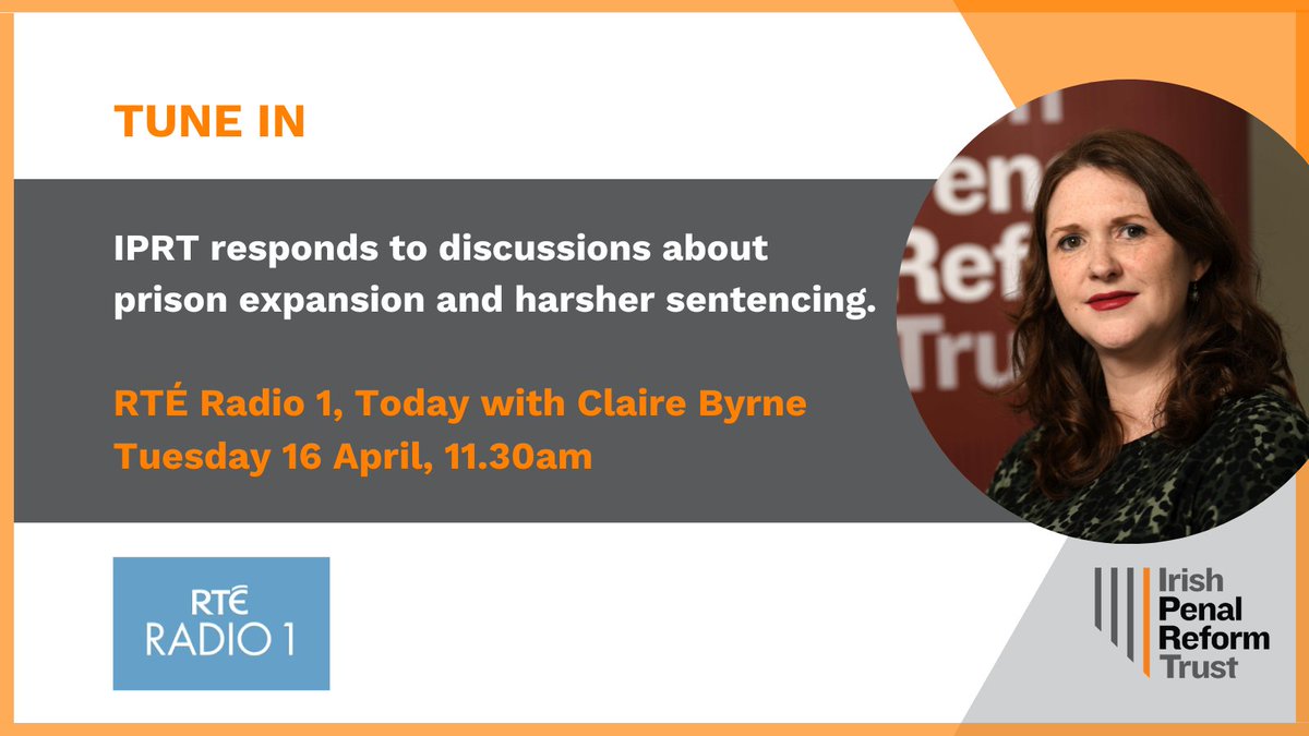 📻 TUNE IN TOMORROW 📻 IPRT will be responding to recent discussions about prison expansion and harsher sentences. 🗓️ Tomorrow, Tuesday 16 April 🕦 11.30am 📻 @RTERadio1 @TodaywithClaire