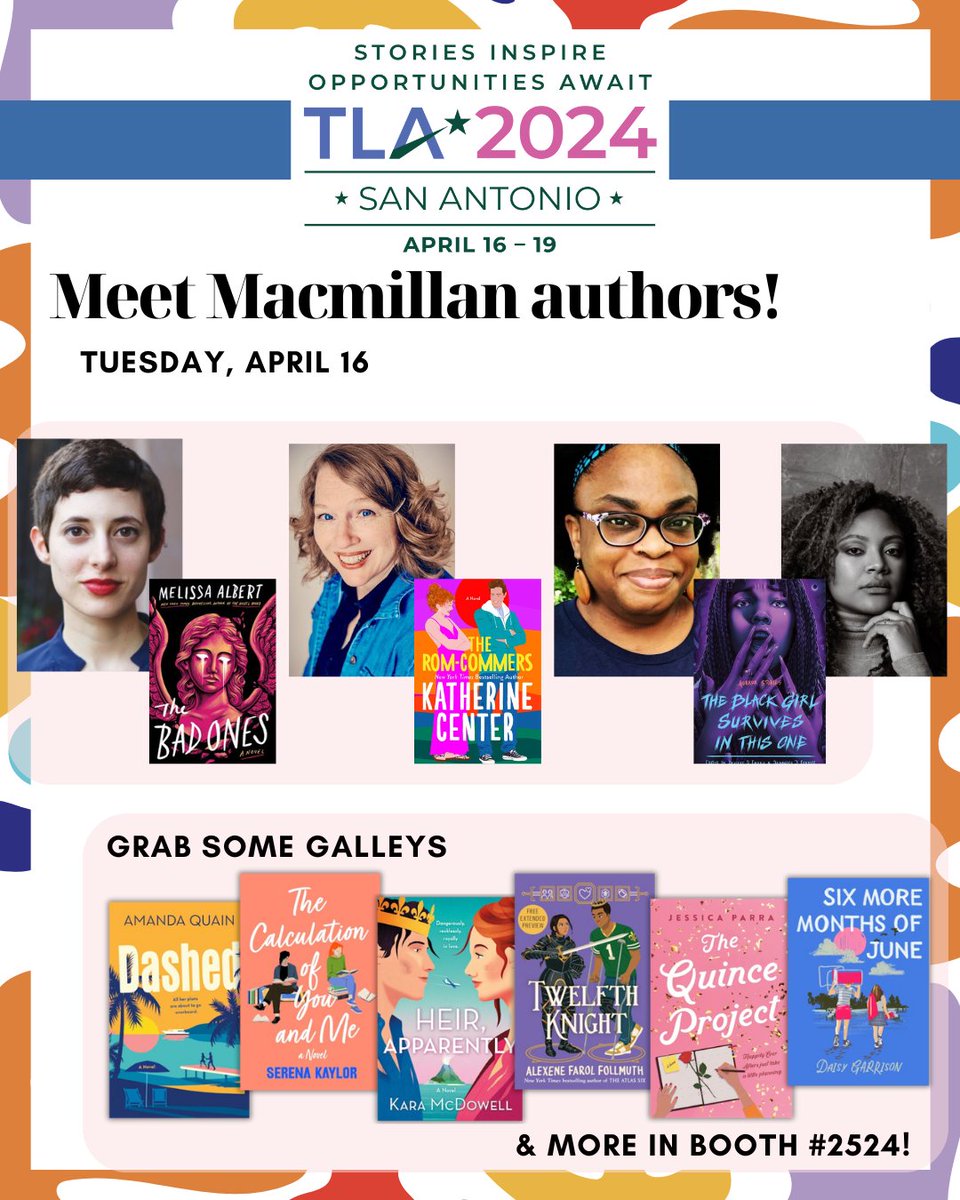 Hey #TLA2024! Stop by Booth 2524 to say hi, meet our authors, and get some ARCs!