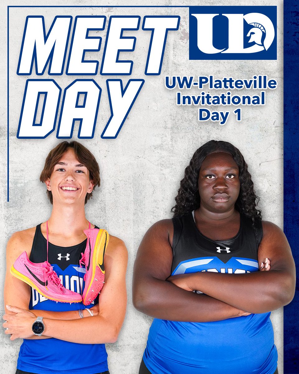 ⚔️SPARTAN MEETDAY⚔️ 🎽 UW-Platteville Invitational 🏟️ UW-Platteville Track & Field Complex 📍 Platteville, WI 🕚 Hammer Throw - 6:00PM 🕥 5000m Run - 6:30PM 📊 milesplit.live/meets/608619 🎥 wiacnetwork.com #UDspartansTF #rollriversTF