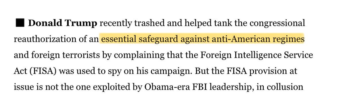 Warrantless spying on Americans in contravention of the 4th Amendment is a steppingstone to dictatorship. I’ll remember this next time @NRO mentions something about “rule of law”, etc.