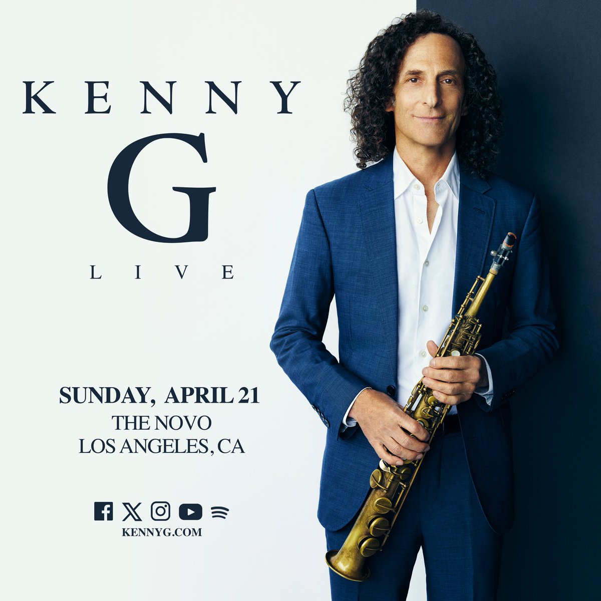 Los Angeles! I’ll be performing live at @TheNovoDTLA on April 21st. Tickets are available now. I’m looking forward to seeing you all for what will be an incredible night. kennyg.com/events