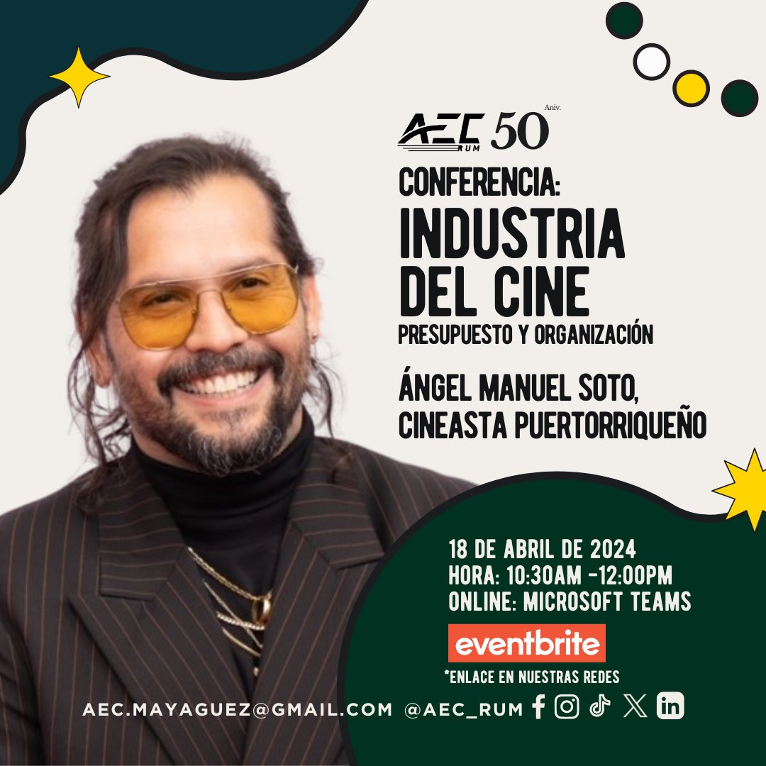 Has visto sus producciones y hoy tú podrías conocerlo 🎬 Desde Hollywood, este próximo jueves 18 de abril tendremos a Ángel Manuel Soto, reconocido cineasta puertorriqueño, para hablarnos sobre la industria del cine, los procesos que ocurren tras bastidores y demás.