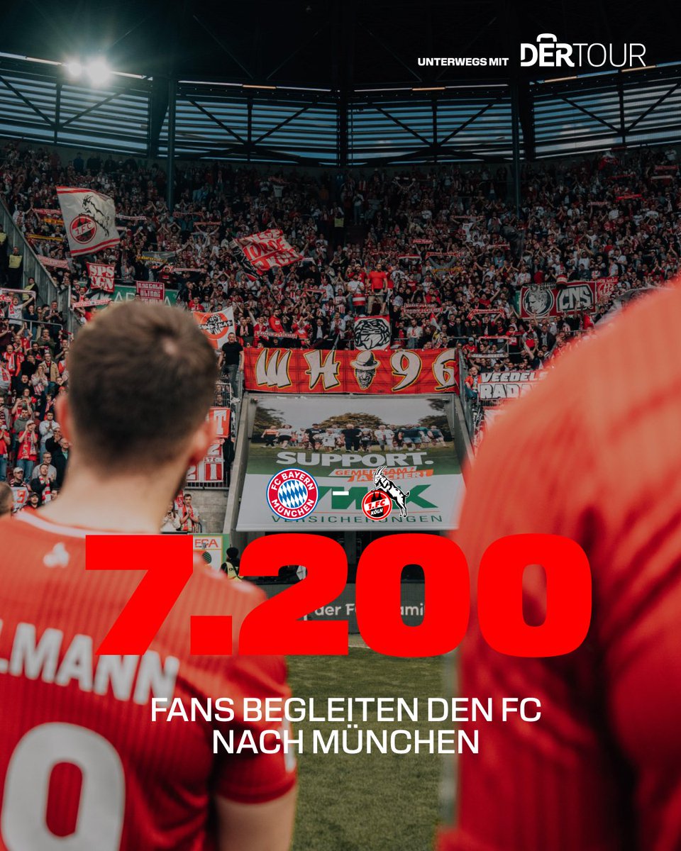 #IMMERDO für den FC ❤️🤍 𝟕.𝟐𝟎𝟎 FC-Fans werden unsere Mannschaft in München bis zur letzten Sekunde und bedingungslos unterstützen! 💪 ____ #FCBKOE #effzeh | Die Auswärtsgrafik wird präsentiert von @dertourde