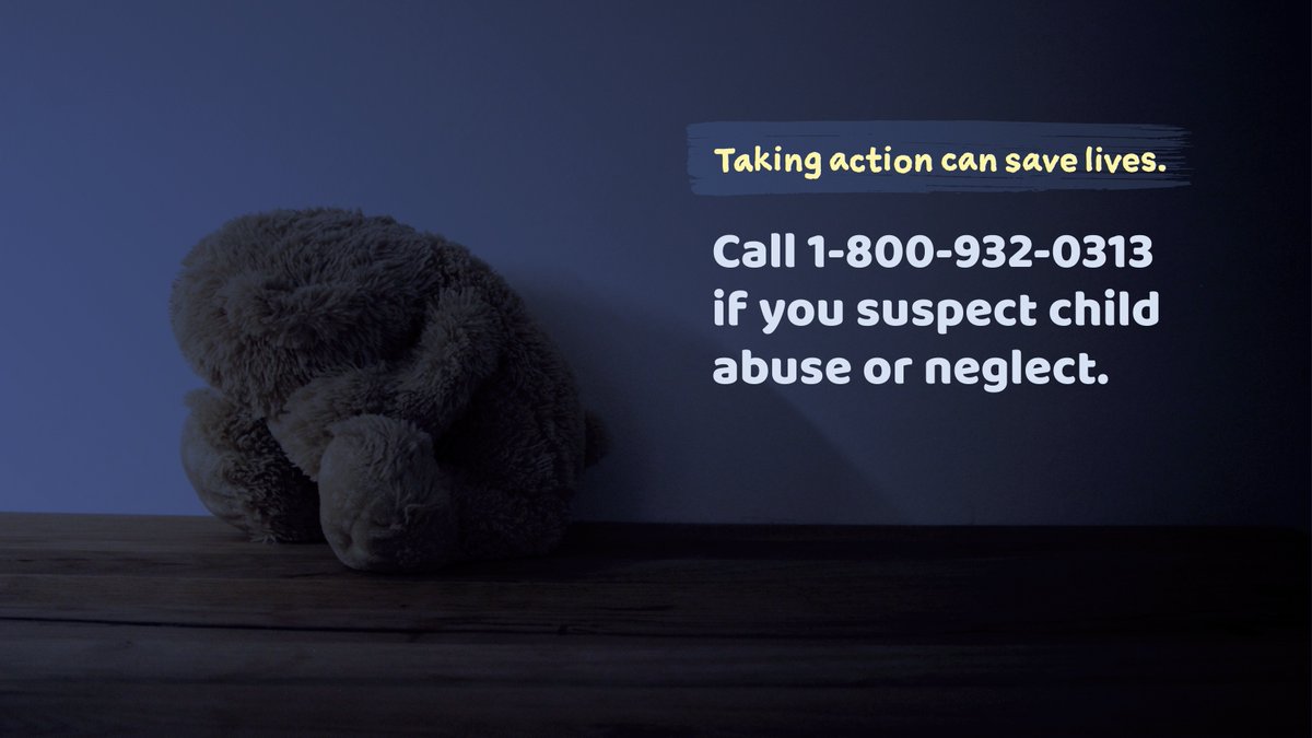 This Child Abuse Prevention Month, help us protect our county's youngest citizens. Call 1-800-932-0313 if you suspect child abuse or neglect.