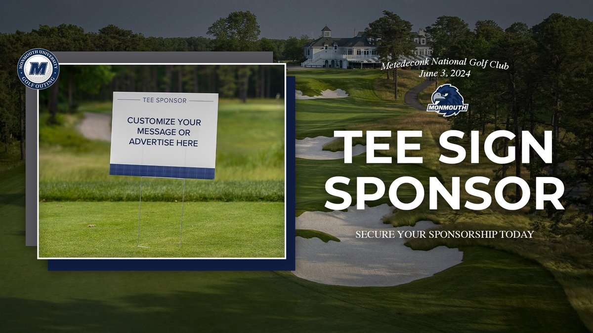 Advertise your business or support a student at the 2024 Monmouth University Golf Outing Tee Sign Sponsorships are on sale now! 🔹 bit.ly/3QnIExh