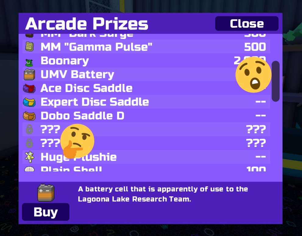 The update coming next week will not only be adding new discoveries to the UMV area, but also some other new additions such as: 🔋 UMV Batteries will become purchasable in the Arcade! 🕹️ Two new Arcade games are being added! #LoomianLegacy