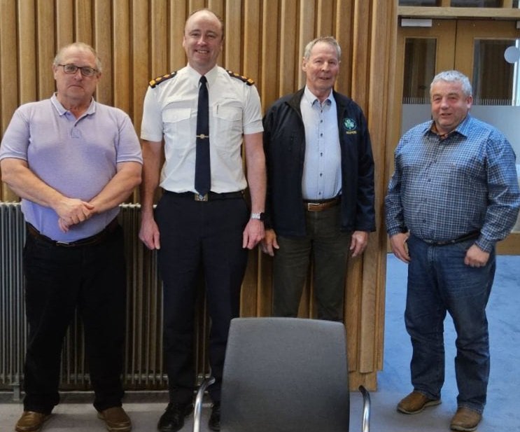 Wexford @IFAmedia delegation of county chair @JerOMahony2021 , Wexford IFA Secretary Liam O'Byrne and Wexford IFA @MjScallan met with Chief Superintendent Derek Hughes in Wexford Garda Station on rural crime issues and use of the property marking machine @gardainfo